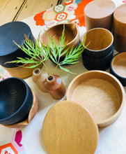 Load image into Gallery viewer, Japanese Handcrafted Wooden Katakuchi Iron Dyed Bowl Chestnut 8cm- 栗のミニ片口鉄染め