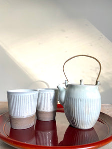 Japanese Ceramic Dobin Tea Pot Shinogi - 粉引土瓶鎬文