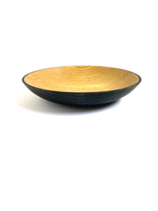 Japanese Handcrafted Wooden Iron Dyed Dual Coloured Bowl Chestnut 24cm -  栗の外側鉄染め盛り皿