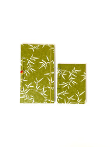 Japanese Washi Hand Printed Notebook Bamboo Leaf A6 - 和綴じノートA6 笹