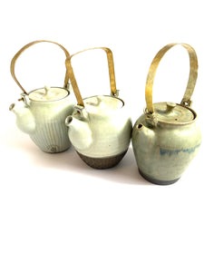 Japanese Ceramic Ash Glazed Dobin Tea Pot - 彩色灰釉土瓶