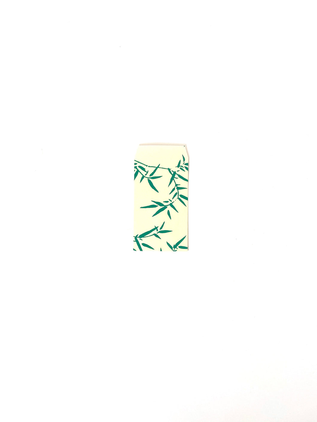 Japanese Washi Hand Printed Mini Envelopes Green Bamboo Leaf
