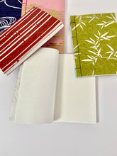 Load image into Gallery viewer, Japanese Washi Hand Printed Notebook Bamboo Leaf A6 - 和綴じノートA6 笹