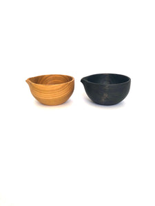 Japanese Handcrafted Wooden Katakuchi Iron Dyed Bowl Chestnut 8cm- 栗のミニ片口鉄染め