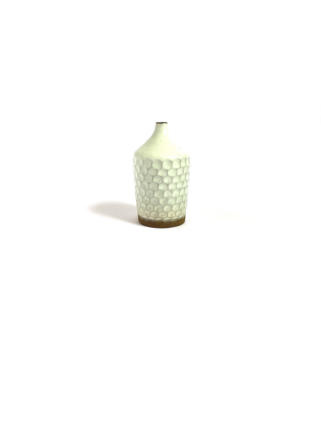 Japanese Ceramic Single Flower Vase Uroko - 粉引一輪挿し鱗柄スリム