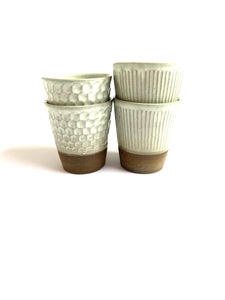 Japanese Ceramic Tea Cup Shinogi - 粉引フリーカップ鎬柄